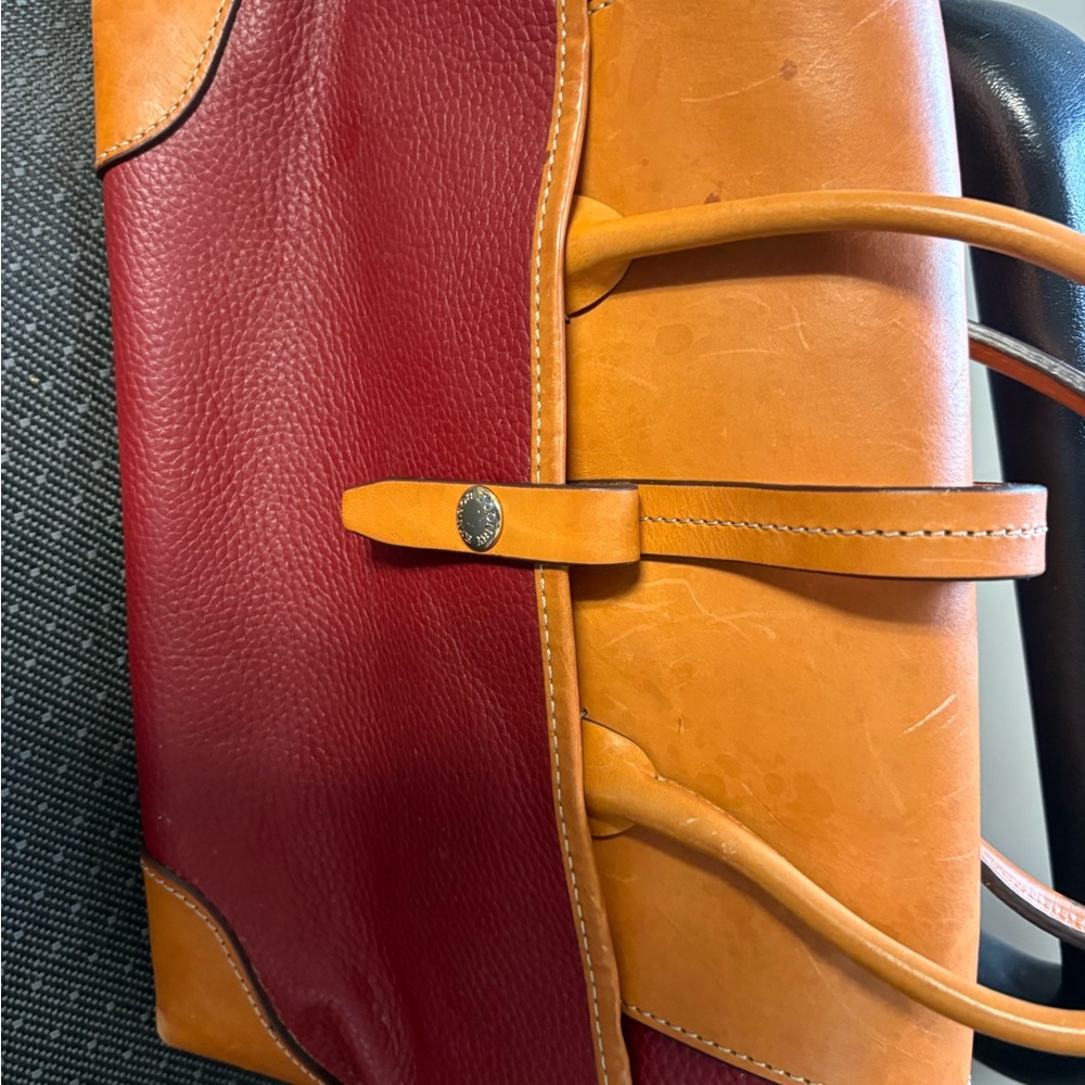 Dooney & Bourke Burgundy and Tan Satchel - Picture 2 of 6